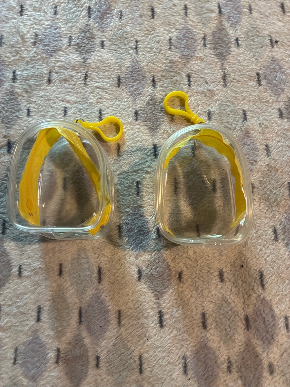 Kids Clear Backpack Keychain Pouch with Yellow Strap